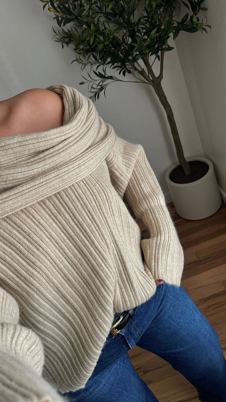 OFF SHOULDER LONG SWEATER