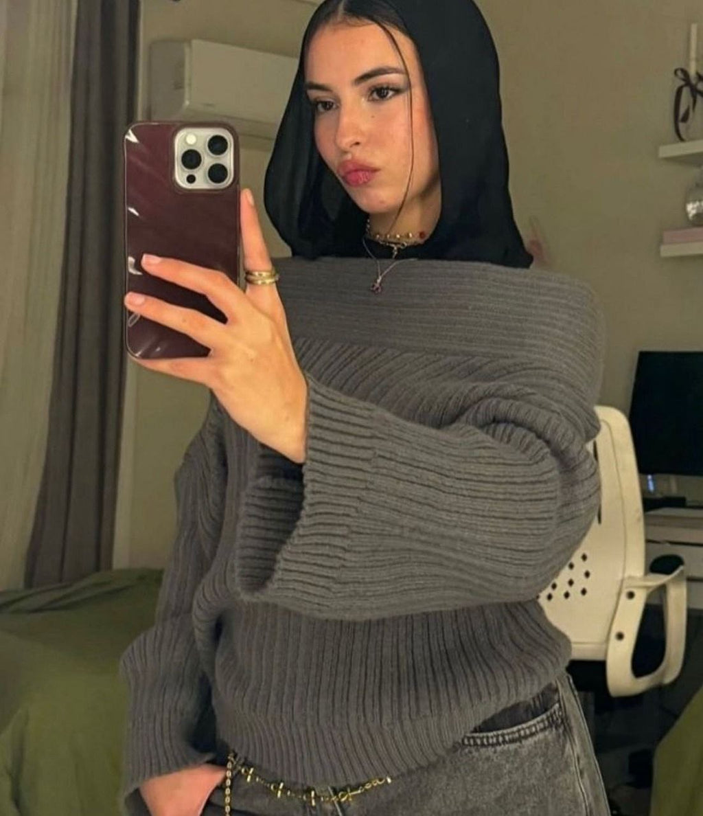 OFF SHOULDER LONG SWEATER